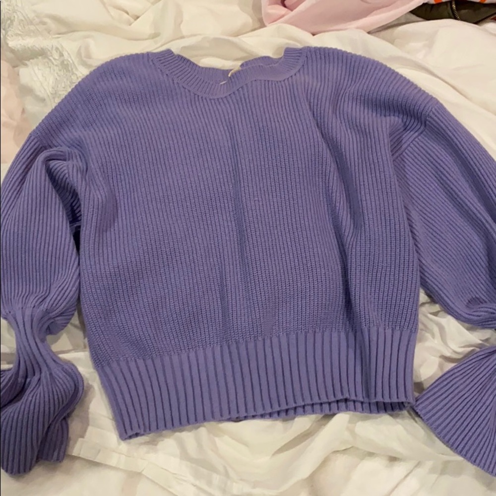 purple bell sleeve sweater